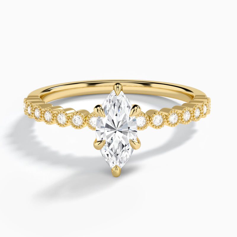 Marquise Alena Bezel-Set Lab Diamond Engagement Ring In 14K Yellow Gold - Lucenjuri