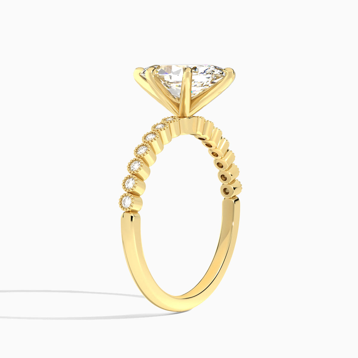 Marquise Alena Bezel-Set Lab Diamond Engagement Ring In 18K Yellow Gold, Angle View