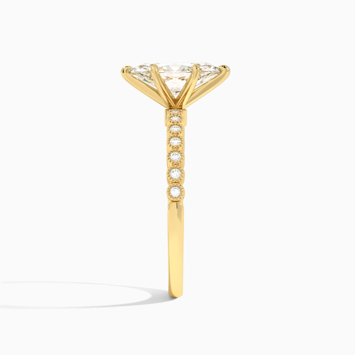 Marquise Alena Bezel-Set Lab Diamond Engagement Ring In 18K Yellow Gold, Side View