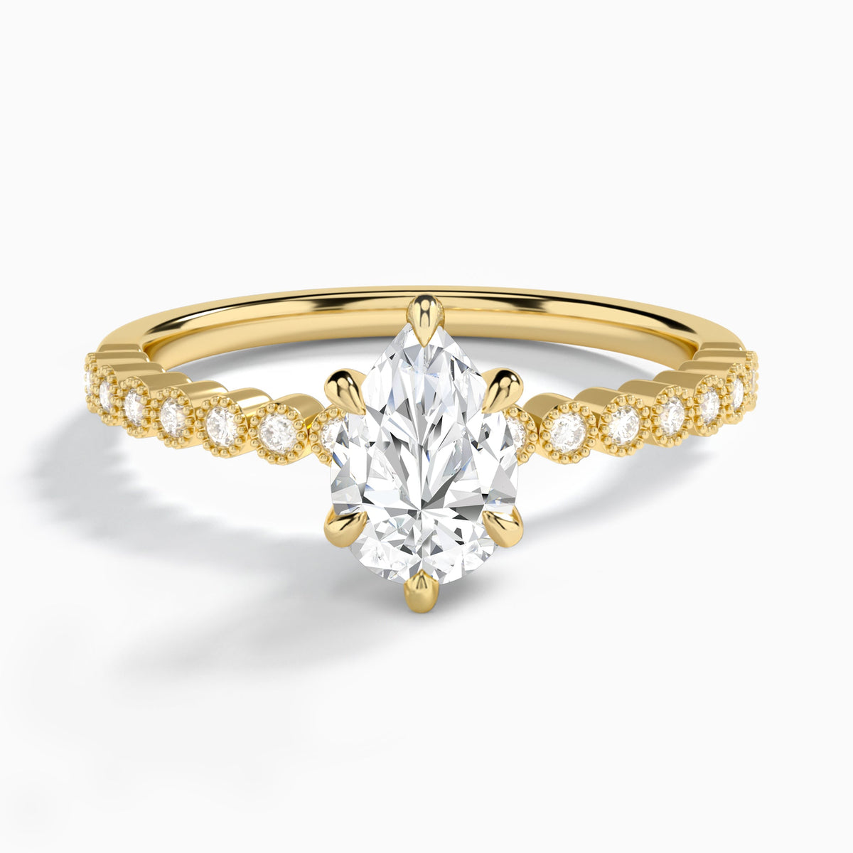Pear Alena Bezel-Set Lab Diamond Engagement Ring In 14K Yellow Gold - Lucenjuri