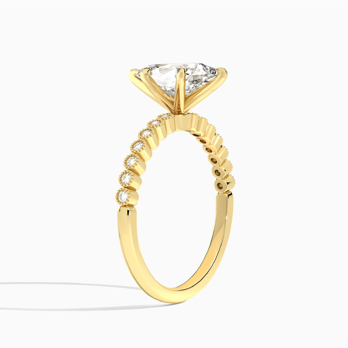 Pear Alena Bezel-Set Lab Diamond Engagement Ring In 14K Yellow Gold, Angle View