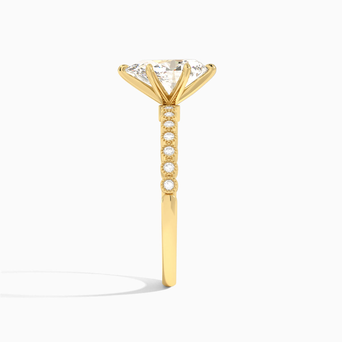 Pear Alena Bezel-Set Lab Diamond Engagement Ring In 14K Yellow Gold, Side View