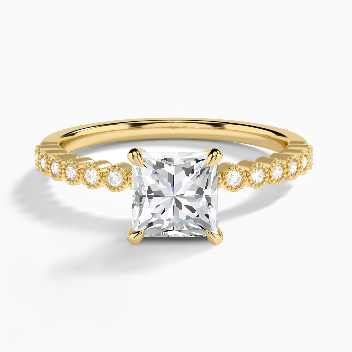 Princess Alena Bezel-Set Lab Diamond Engagement Ring In 18K Yellow Gold - Lucenjuri