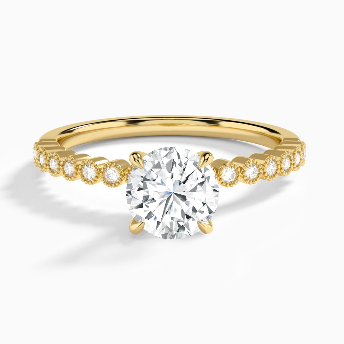 Round Alena Bezel-Set Lab Diamond Engagement Ring In 14K Yellow Gold - Lucenjuri