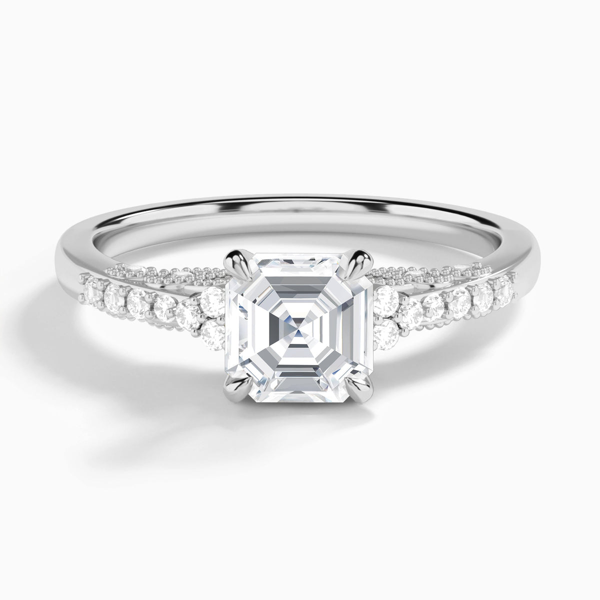 Asscher Joy Lab Grown Diamond Engagement Ring In Platinum - Lucenjuri