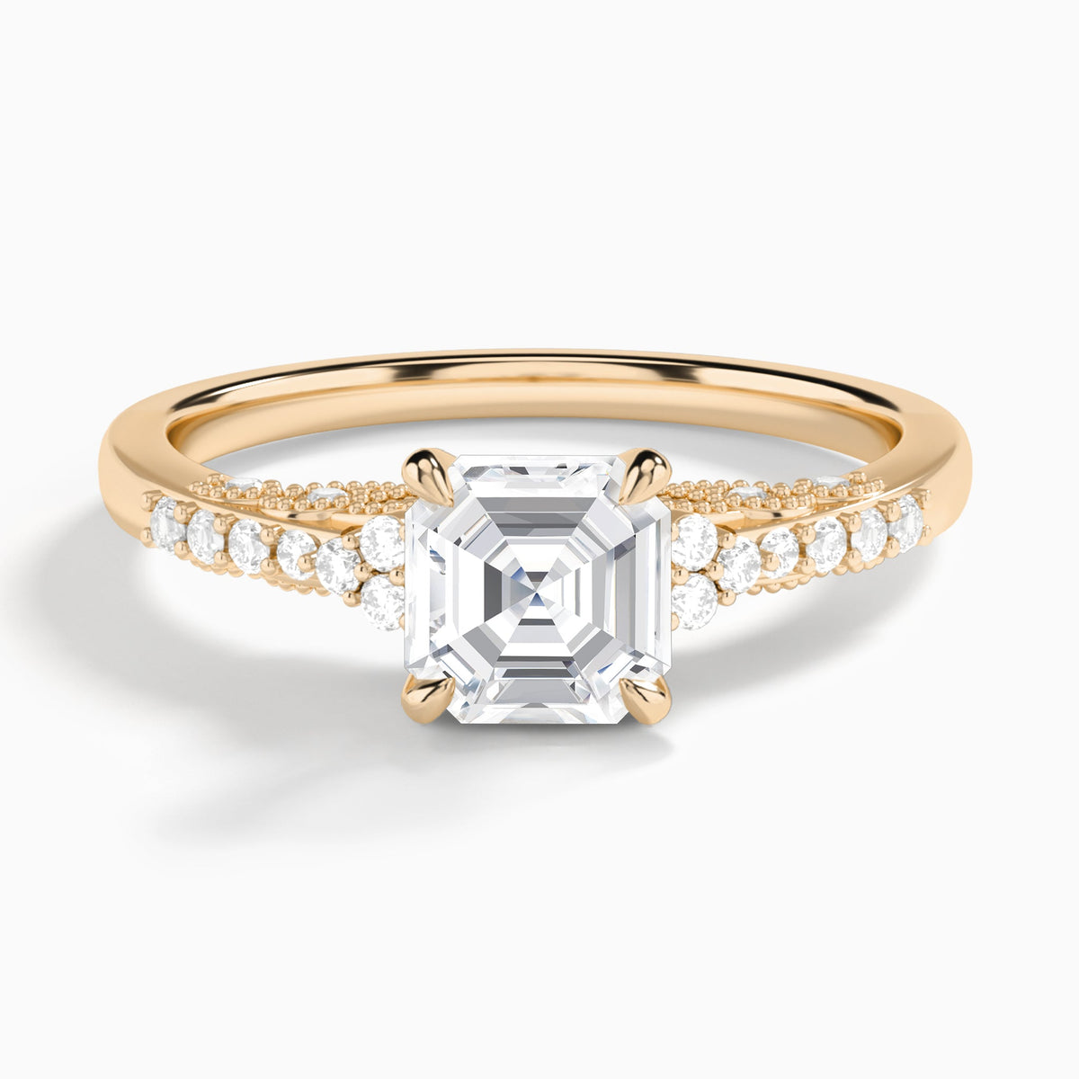 Asscher Joy Lab Grown Diamond Engagement Ring In 14K Rose Gold - Lucenjuri