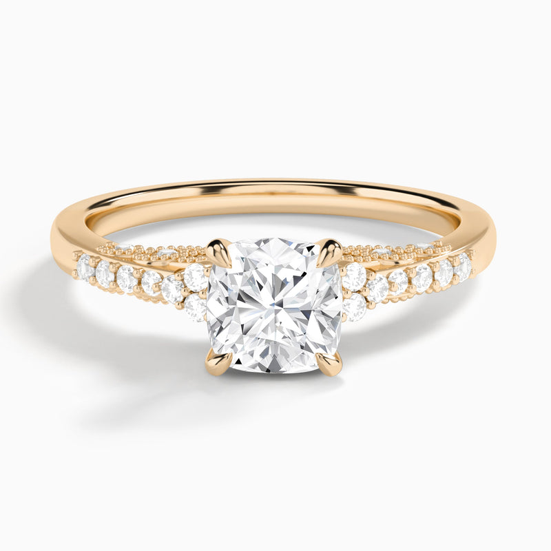 Cushion Joy Lab Grown Diamond Engagement Ring In 14K Rose Gold - Lucenjuri