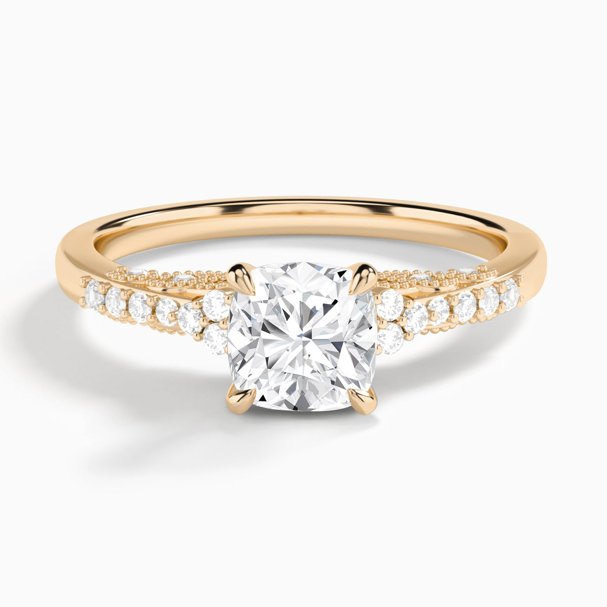 Cushion Joy Lab Grown Diamond Engagement Ring In 14K Rose Gold - Lucenjuri