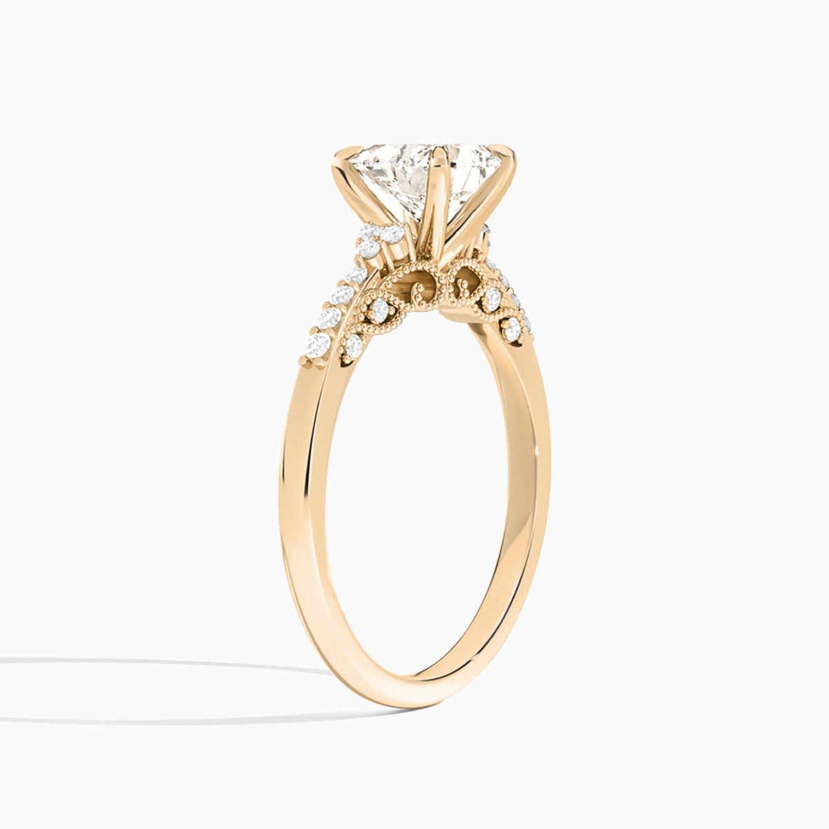 Heart Joy Lab Grown Diamond Engagement Ring In 14K Rose Gold, Angle View