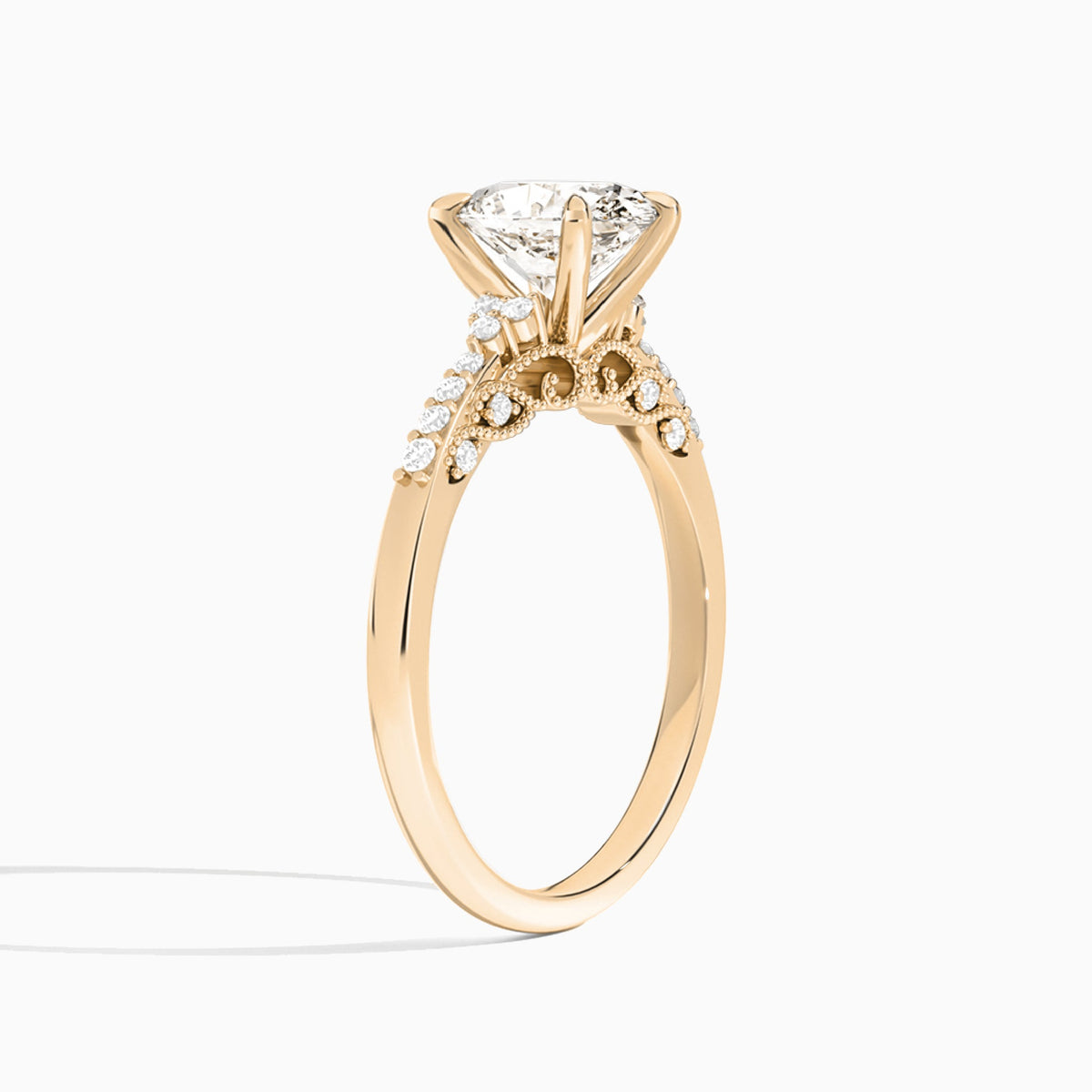 Oval Joy Lab Grown Diamond Engagement Ring In 14K Rose Gold, Angle View