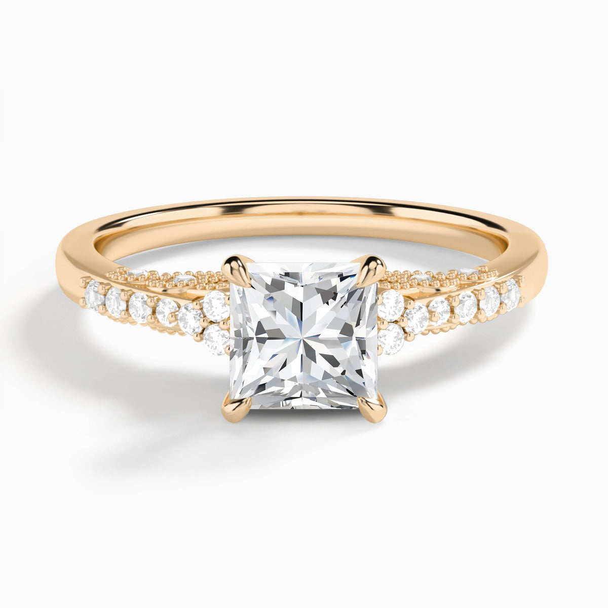 Princess Joy Lab Grown Diamond Engagement Ring In 14K Rose Gold - Lucenjuri