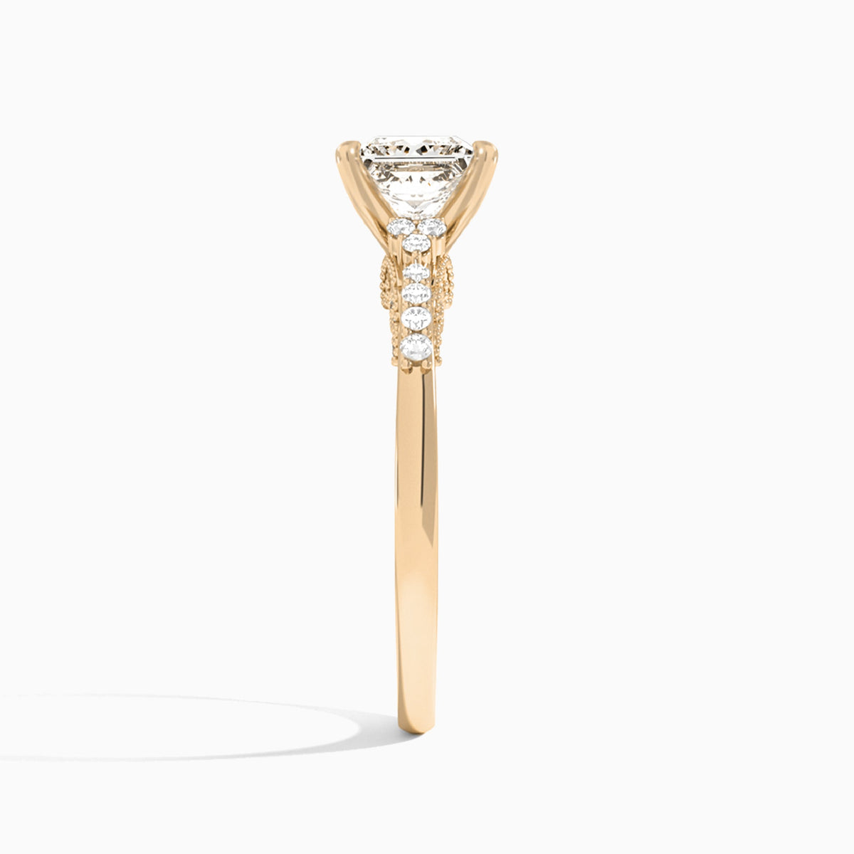 Princess Joy Lab Grown Diamond Engagement Ring In 14K Rose Gold, Side View