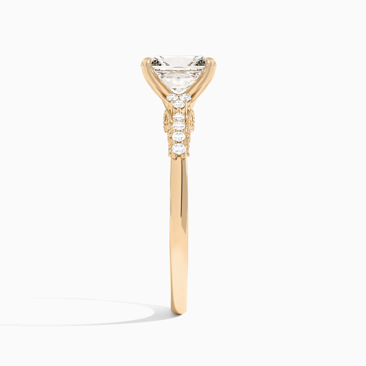 Radiant Joy Lab Grown Diamond Engagement Ring In 14K Rose Gold, Side View