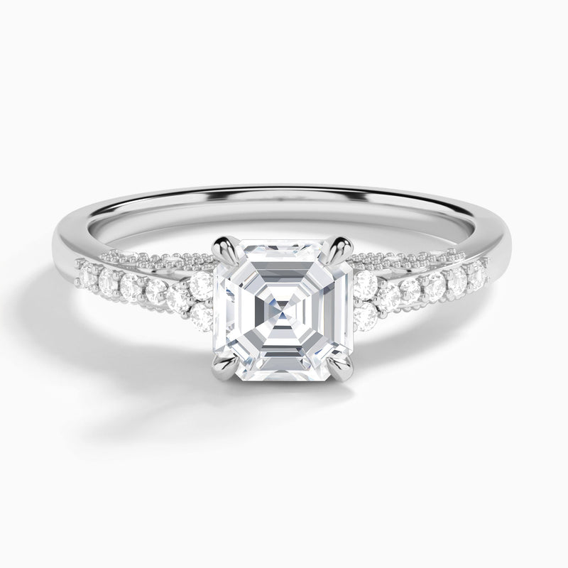 Asscher Joy Lab Grown Diamond Engagement Ring In 14K White Gold - Lucenjuri