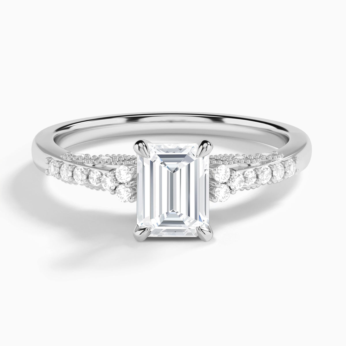 Emerald Joy Lab Grown Diamond Engagement Ring In 14K White Gold - Lucenjuri
