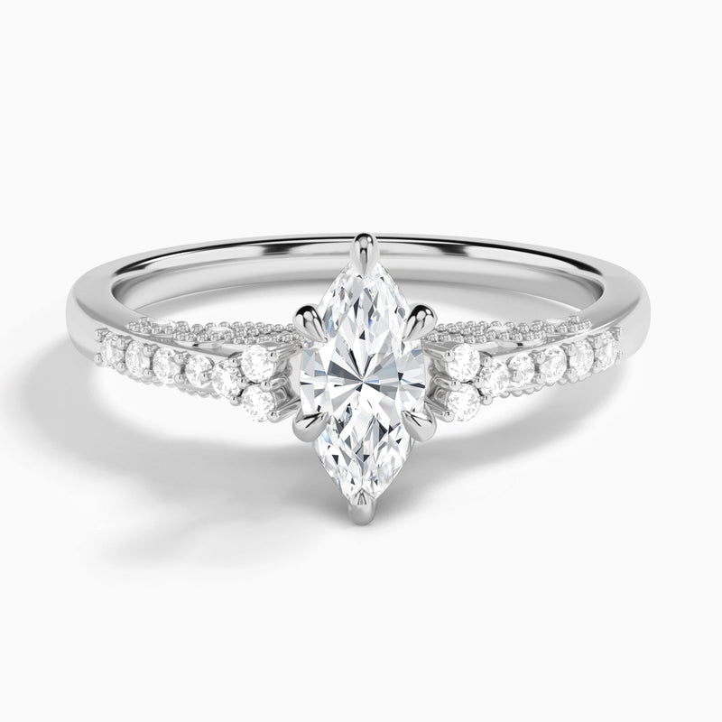 Marquise Joy Lab Grown Diamond Engagement Ring In 18K White Gold - Lucenjuri