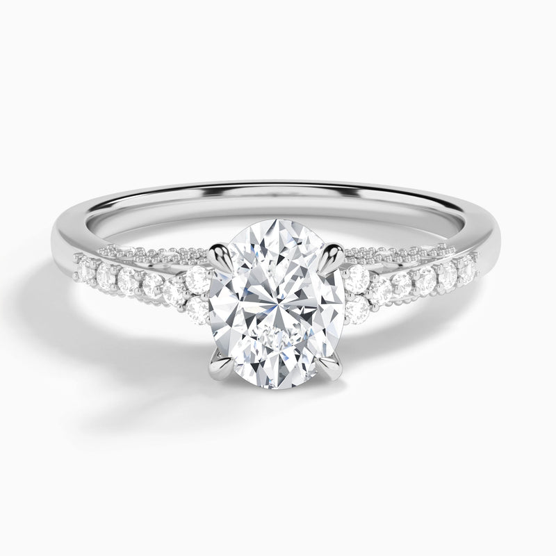 Oval Joy Lab Grown Diamond Engagement Ring In 14K White Gold - Lucenjuri