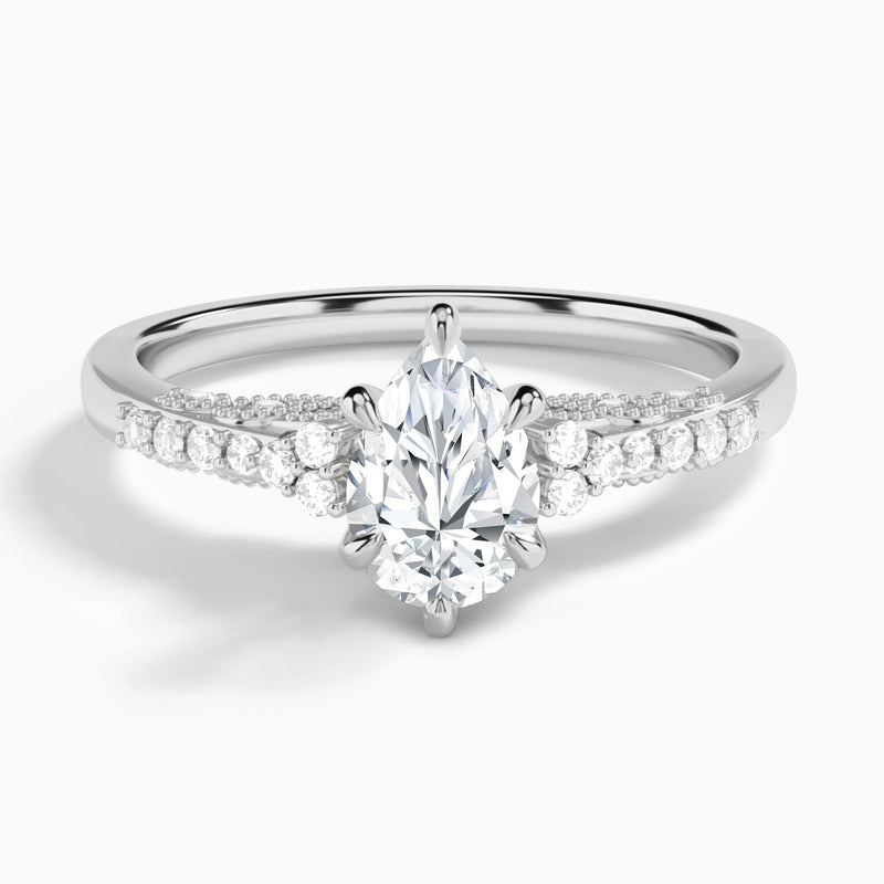 Pear Joy Lab Grown Diamond Engagement Ring In 18K White Gold - Lucenjuri