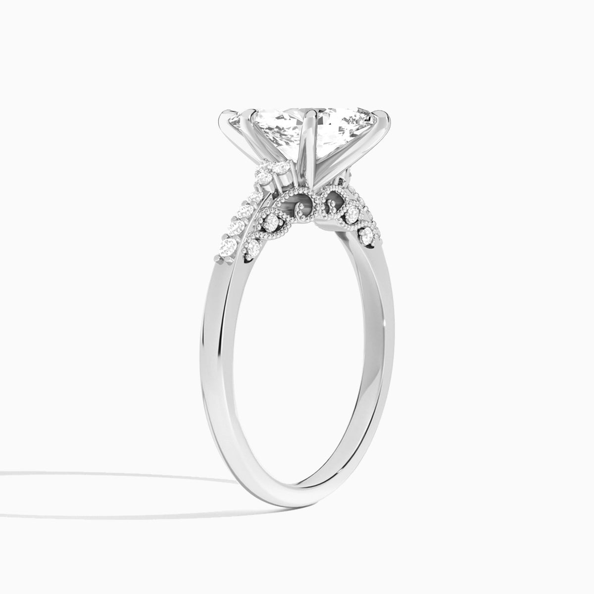 Pear Joy Lab Grown Diamond Engagement Ring In 18K White Gold, Angle View