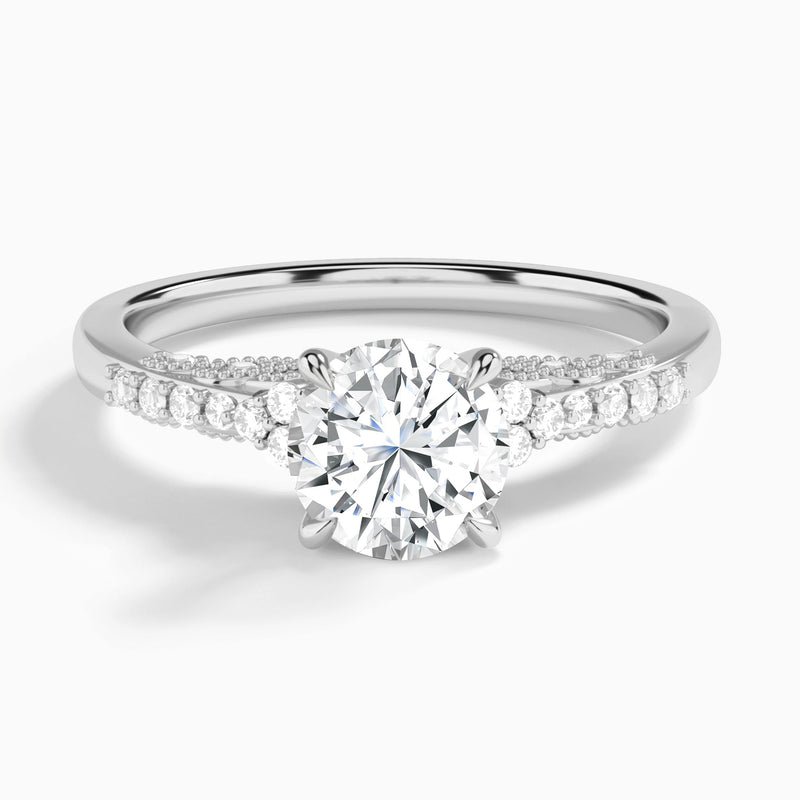 Round Joy Lab Grown Diamond Engagement Ring In 14K White Gold - Lucenjuri