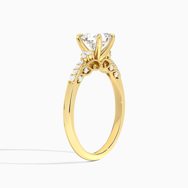 Asscher Joy Lab Grown Diamond Engagement Ring In 18K Yellow Gold, Angle View