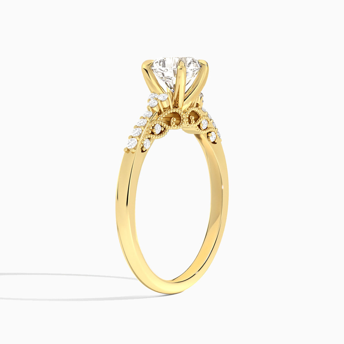 Cushion Joy Lab Grown Diamond Engagement Ring In 18K Yellow Gold, Angle View