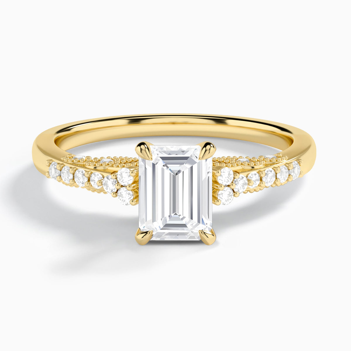 Emerald Joy Lab Grown Diamond Engagement Ring In 18K Yellow Gold - Lucenjuri