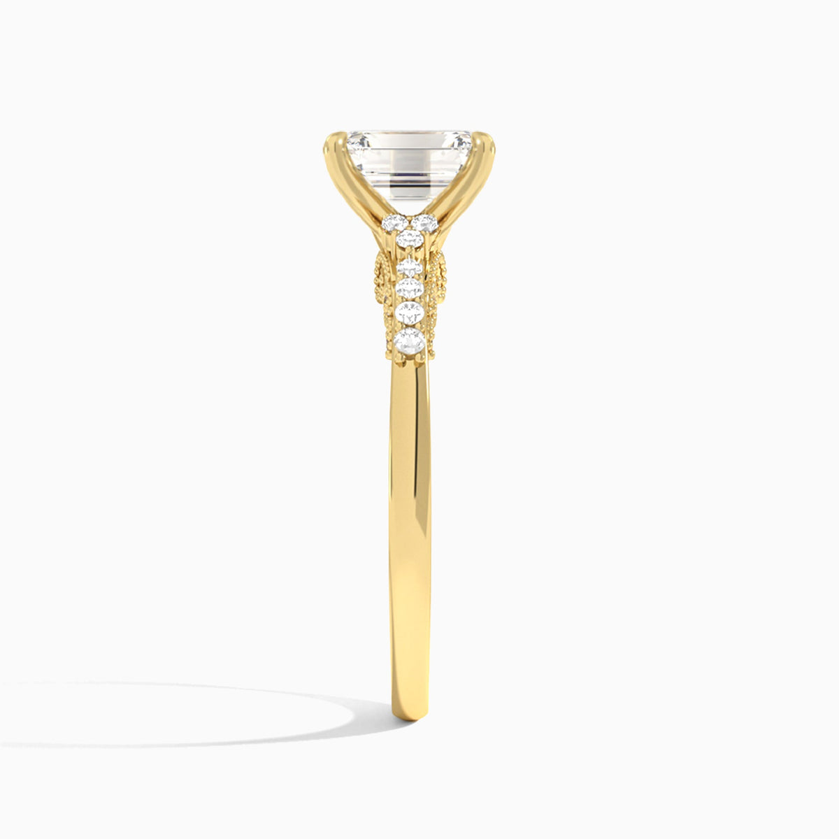 Emerald Joy Lab Grown Diamond Engagement Ring In 14K Yellow Gold, Side View
