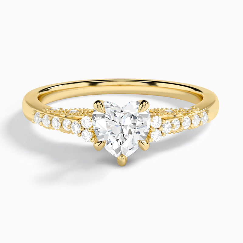 Heart Joy Lab Grown Diamond Engagement Ring In 18K Yellow Gold - Lucenjuri
