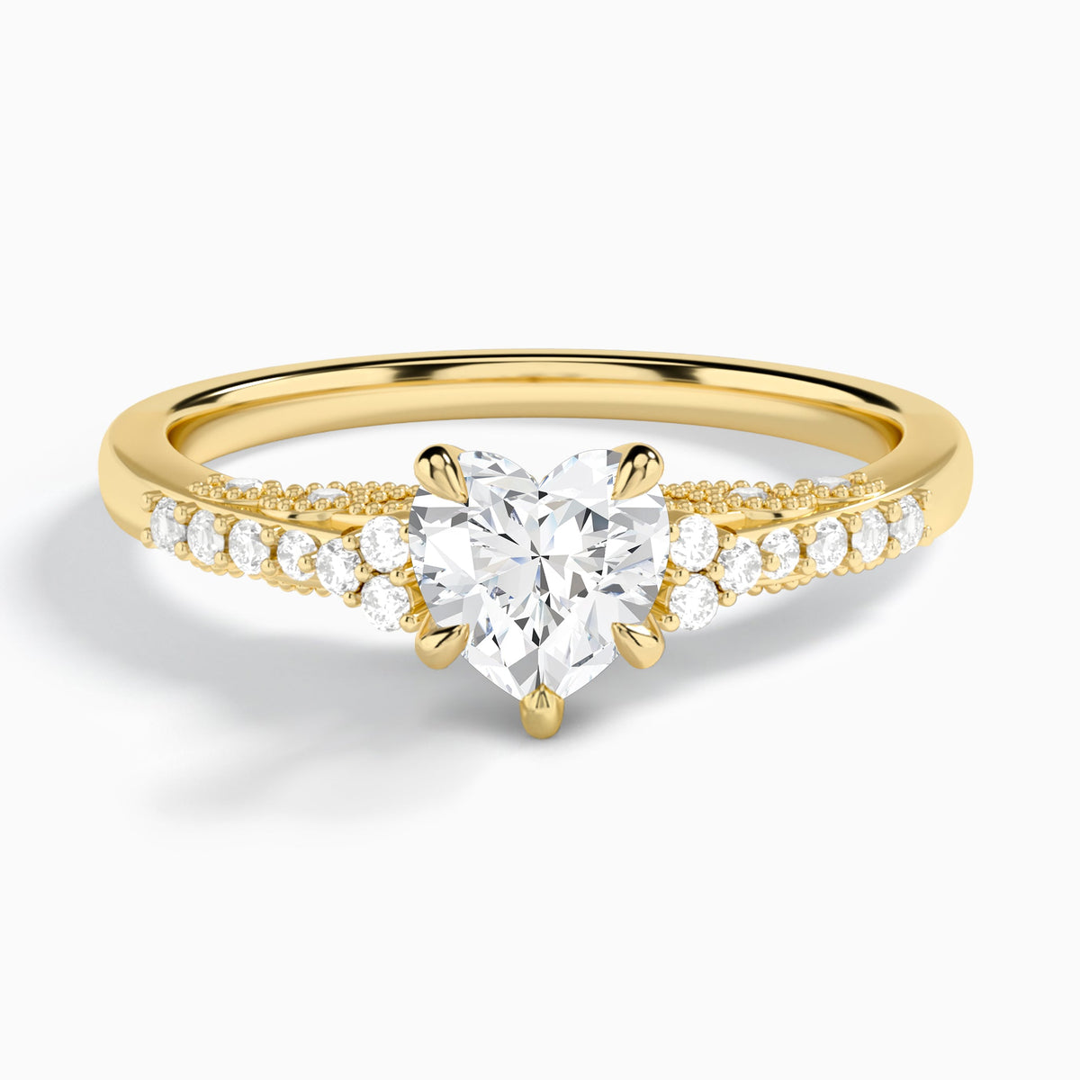 Heart Joy Lab Grown Diamond Engagement Ring In 14K Yellow Gold - Lucenjuri