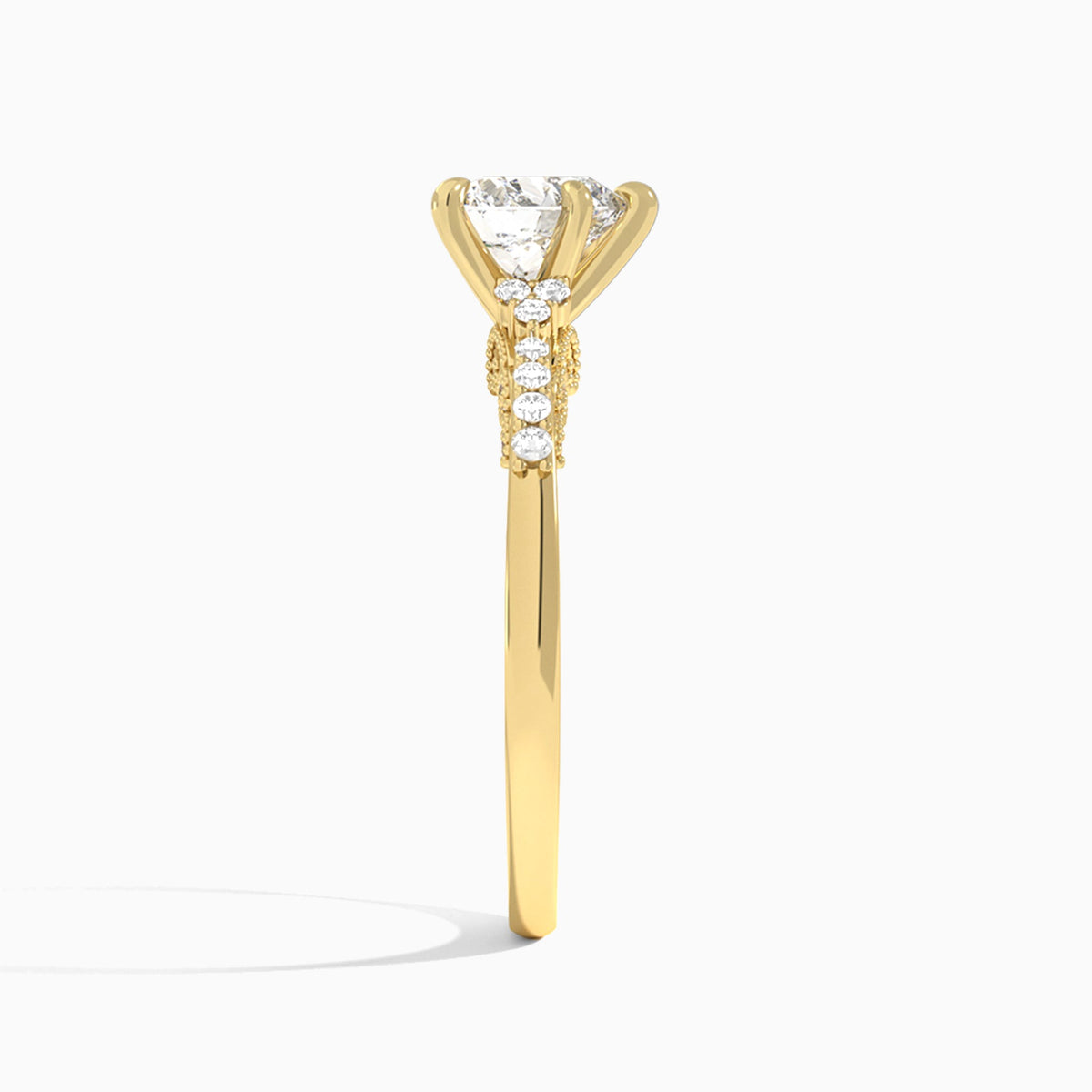 Heart Joy Lab Grown Diamond Engagement Ring In 18K Yellow Gold, Side View