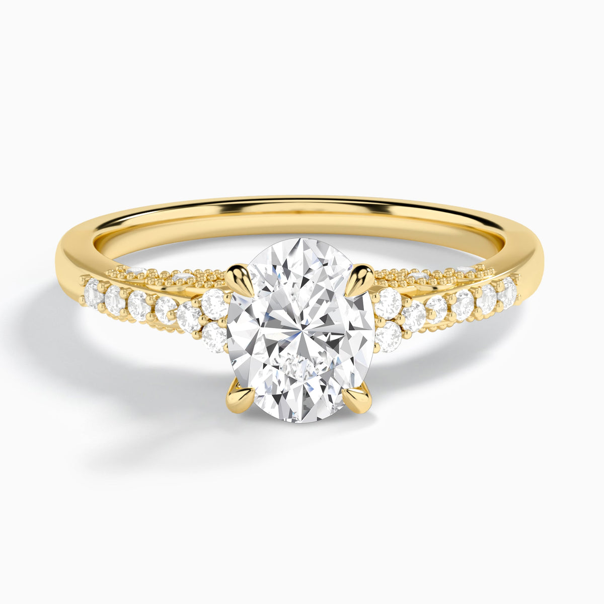 Oval Joy Lab Grown Diamond Engagement Ring In 18K Yellow Gold - Lucenjuri