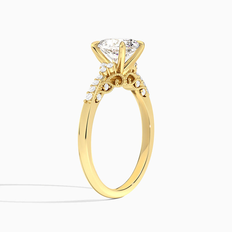Oval Joy Lab Grown Diamond Engagement Ring In 18K Yellow Gold, Angle View
