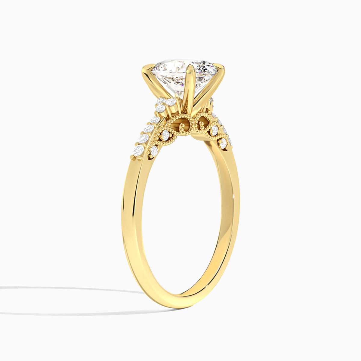 Oval Joy Lab Grown Diamond Engagement Ring In 18K Yellow Gold, Angle View