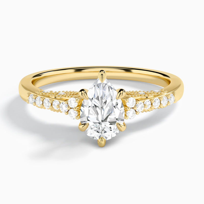 Pear Joy Lab Grown Diamond Engagement Ring In 14K Yellow Gold - Lucenjuri