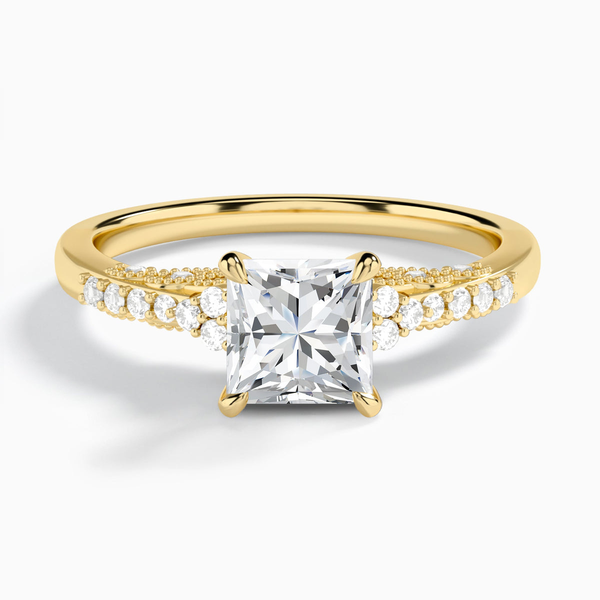 Princess Joy Lab Grown Diamond Engagement Ring In 14K Yellow Gold - Lucenjuri