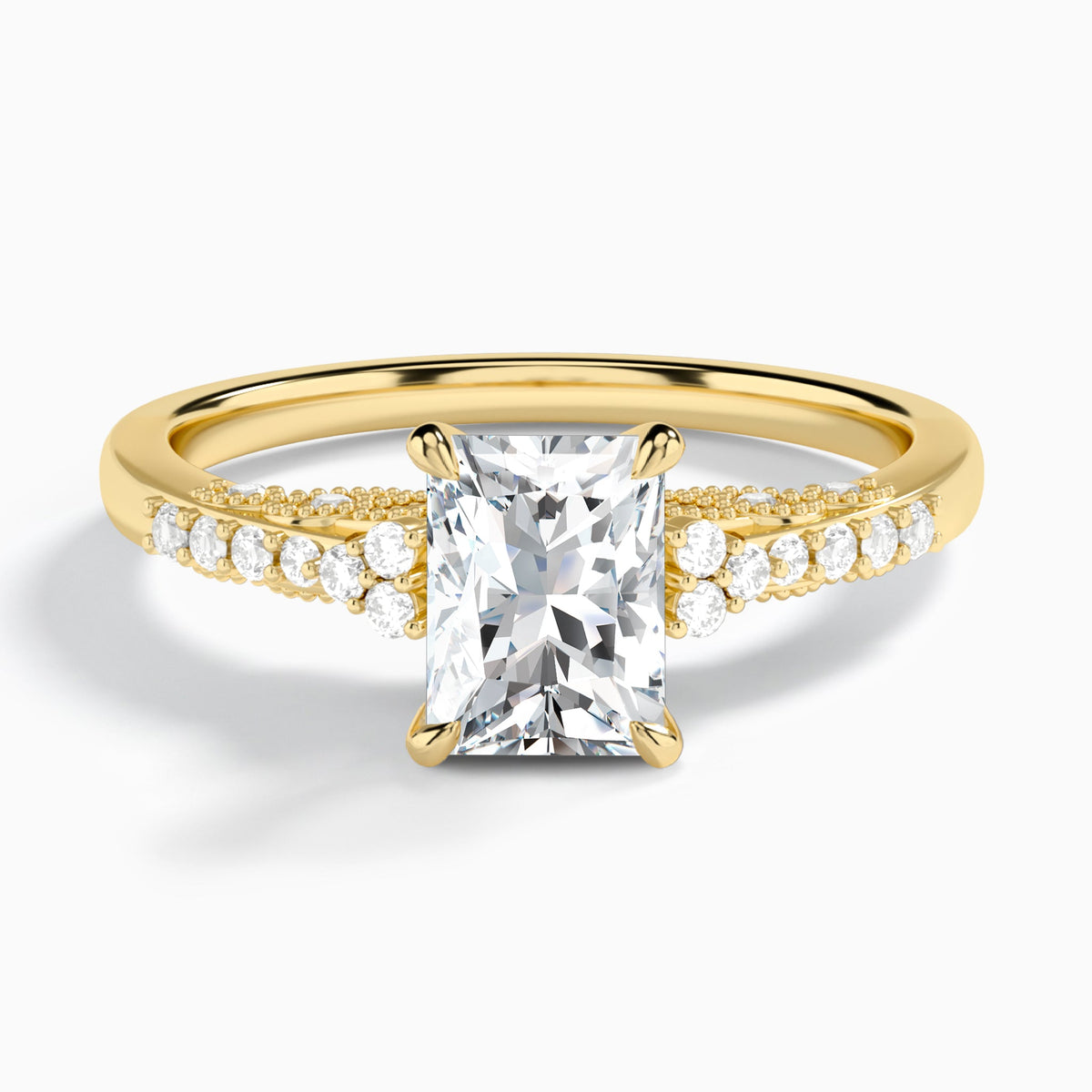 Radiant Joy Lab Grown Diamond Engagement Ring In 18K Yellow Gold - Lucenjuri