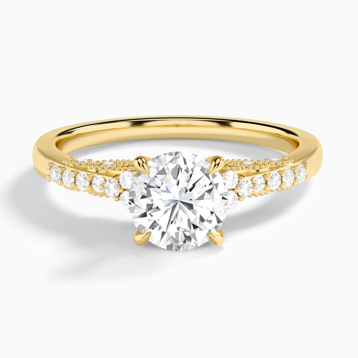 Round Joy Lab Grown Diamond Engagement Ring In 18K Yellow Gold - Lucenjuri