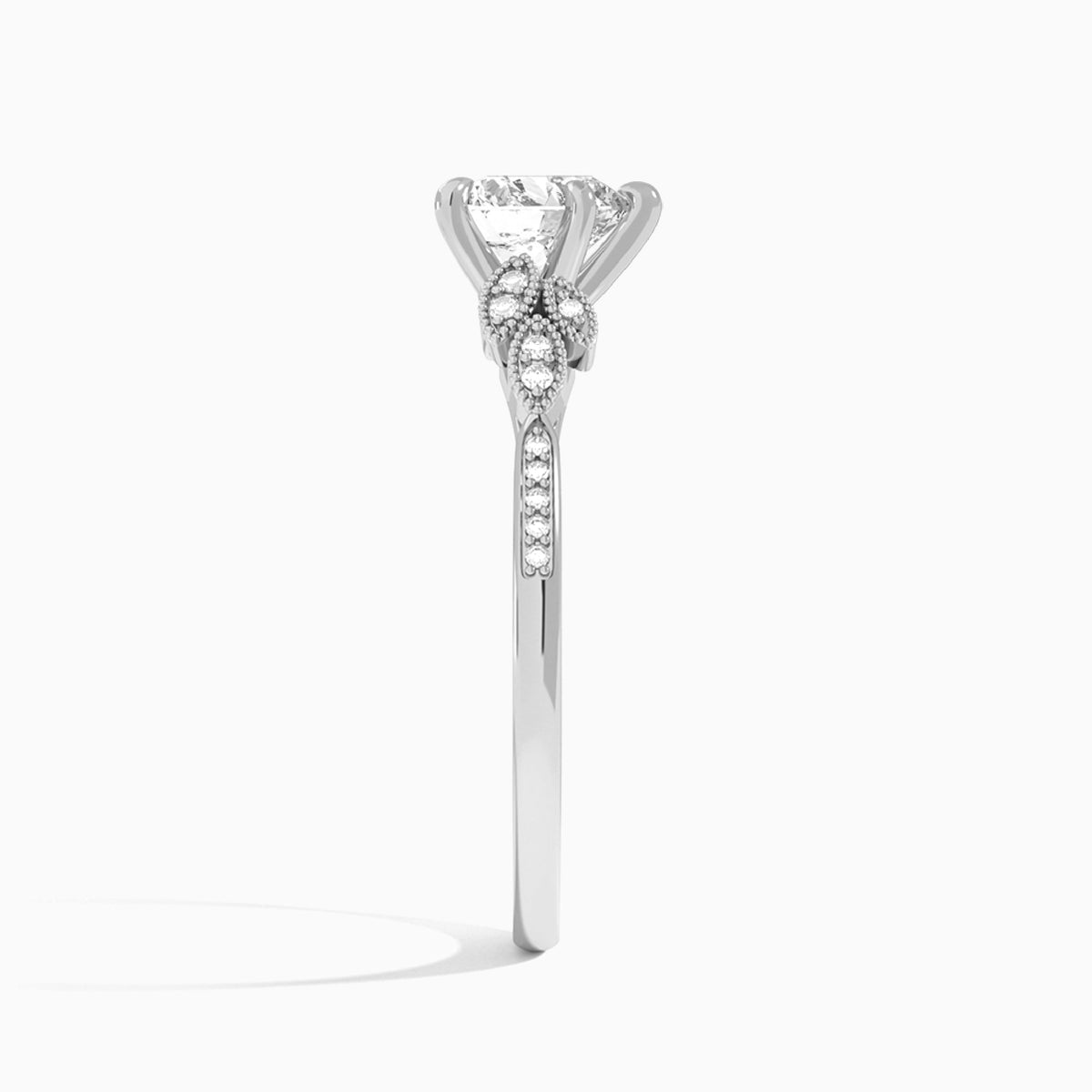 Heart Aspen Lab Grown Diamond Engagement Ring In Platinum, Side View