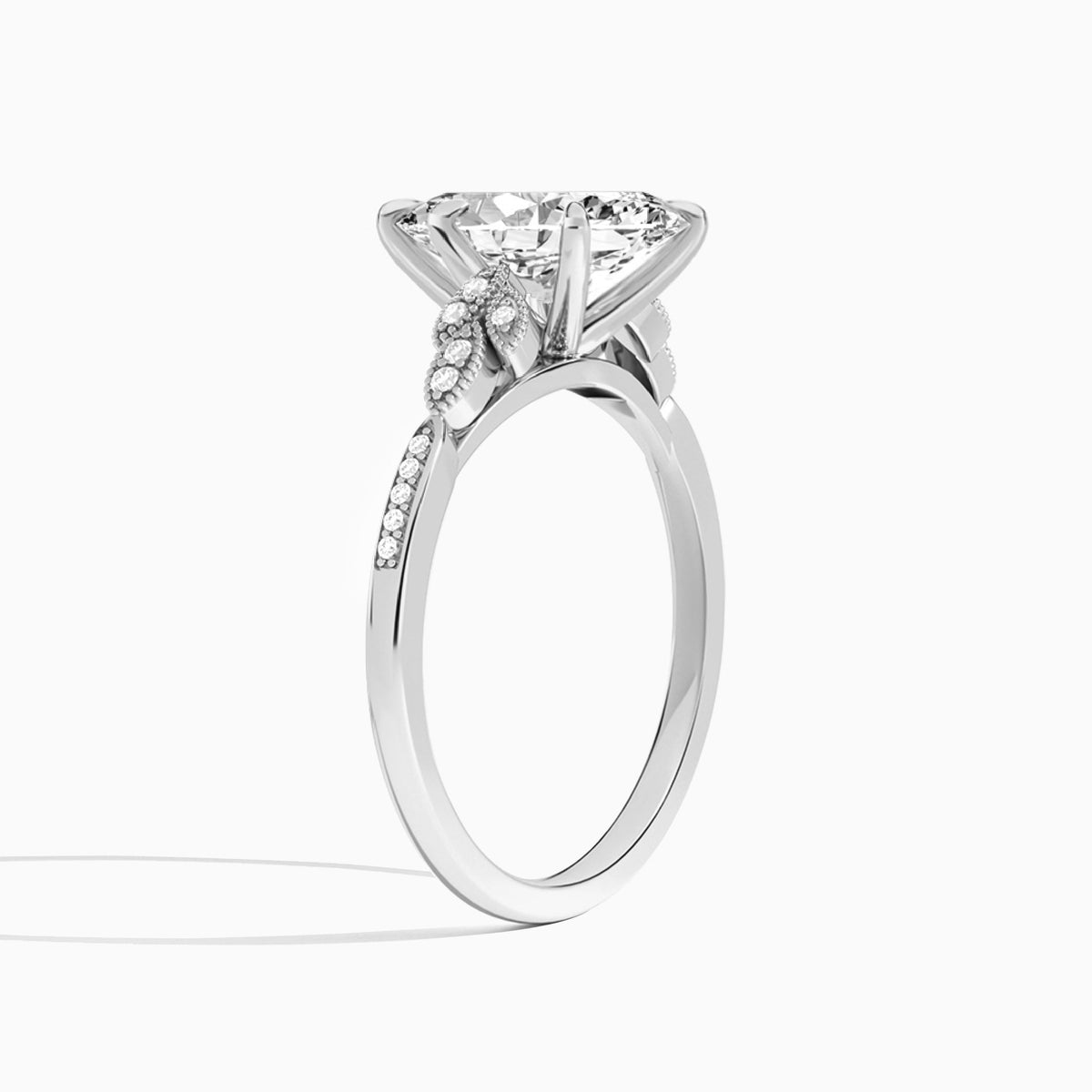 Marquise Aspen Lab Grown Diamond Engagement Ring In Platinum, Angle View