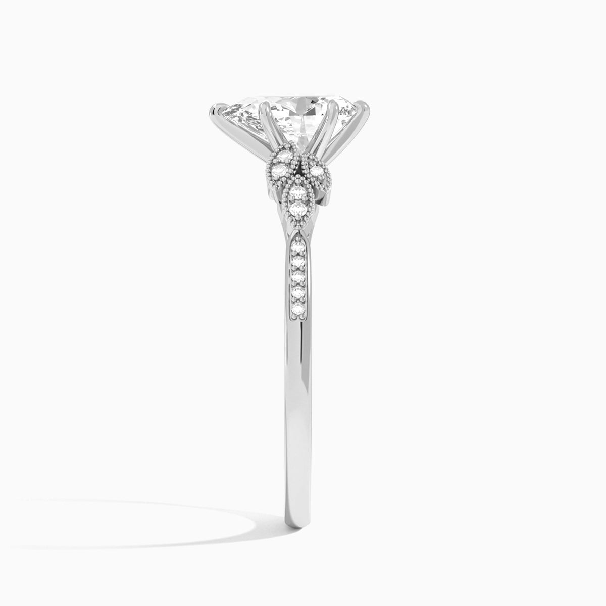 Pear Aspen Lab Grown Diamond Engagement Ring In Platinum, Side View