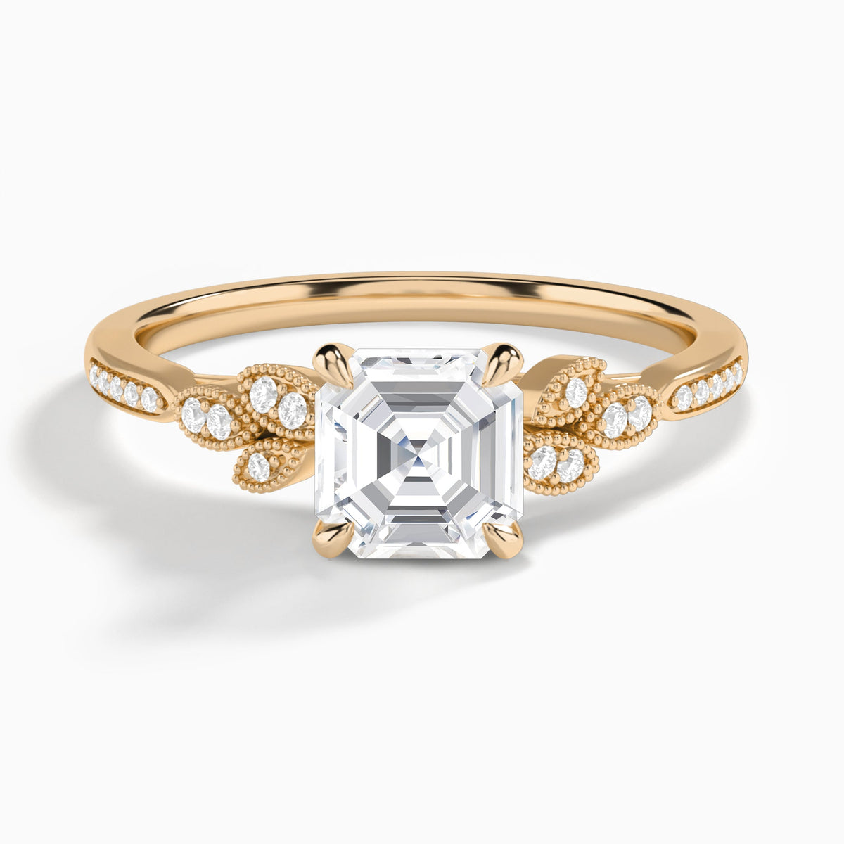 Asscher Aspen Lab Grown Diamond Engagement Ring In 14K Rose Gold - Lucenjuri