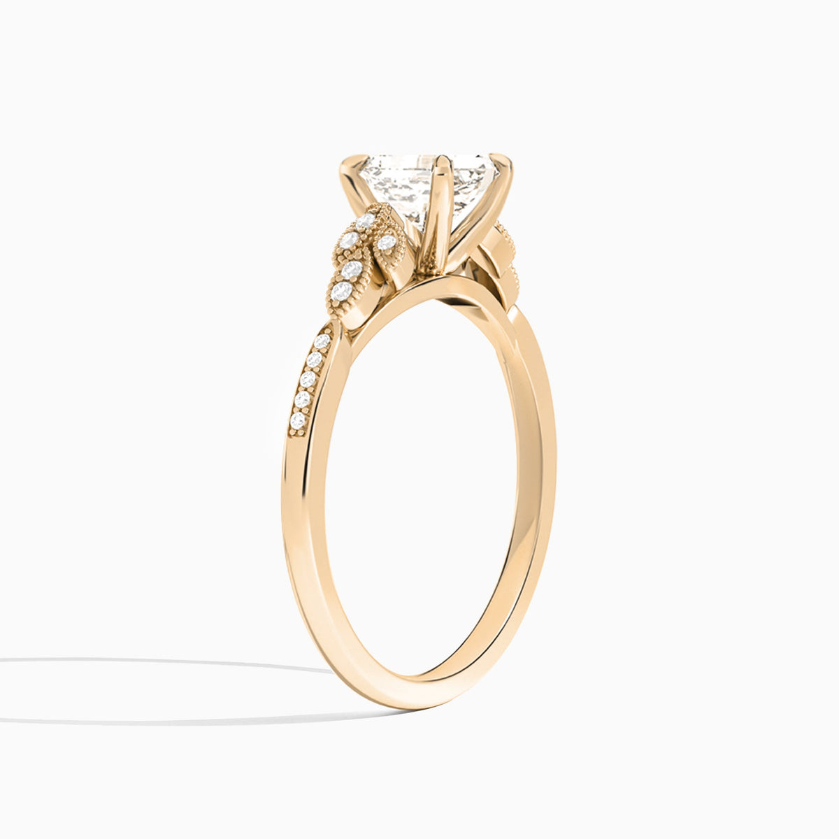 Asscher Aspen Lab Grown Diamond Engagement Ring In 14K Rose Gold, Angle View
