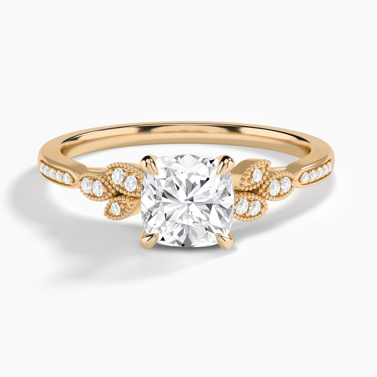 Cushion Aspen Lab Grown Diamond Engagement Ring In 14K Rose Gold - Lucenjuri