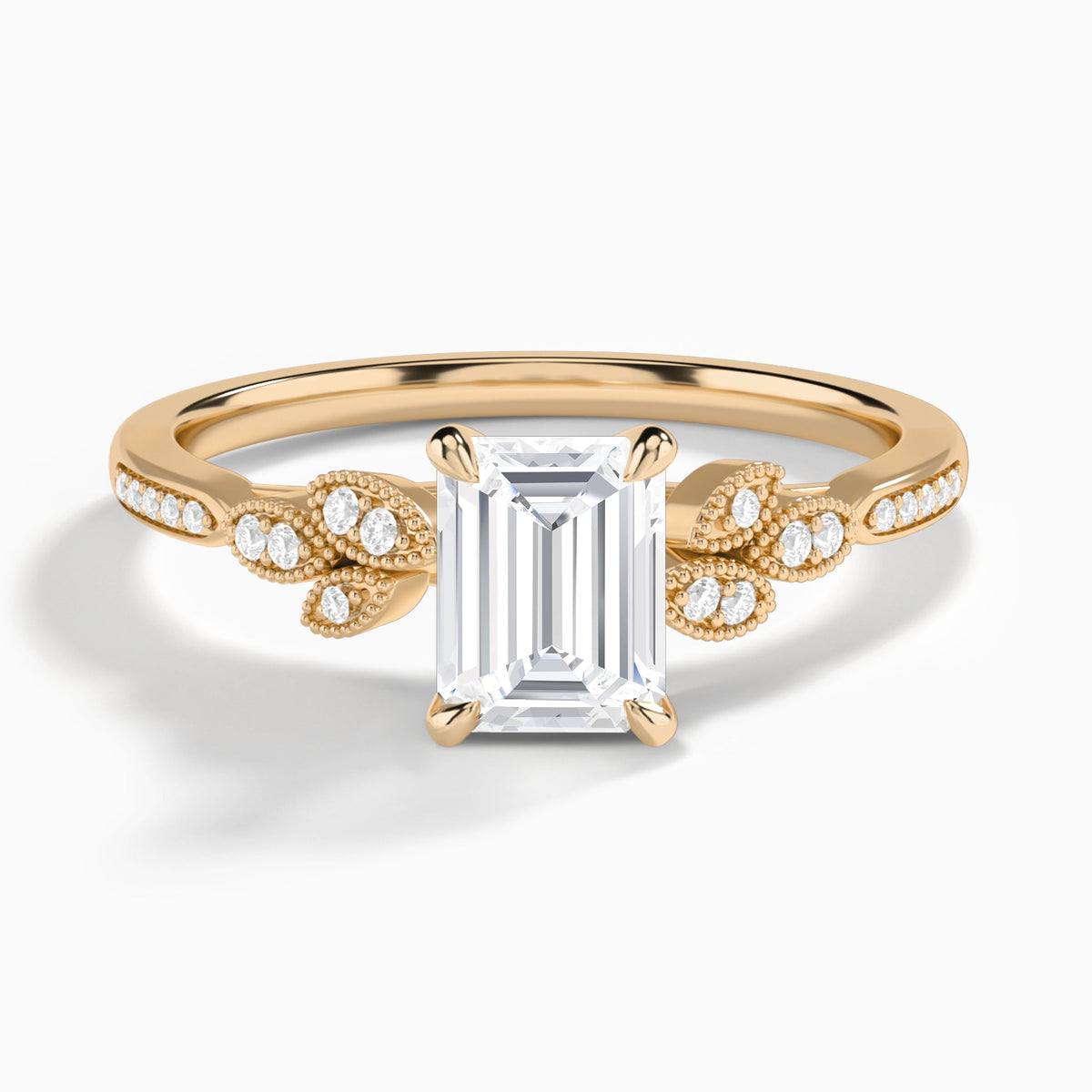 Emerald Aspen Lab Grown Diamond Engagement Ring In 14K Rose Gold - Lucenjuri