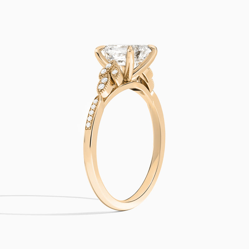 Emerald Aspen Lab Grown Diamond Engagement Ring In 14K Rose Gold, Angle View