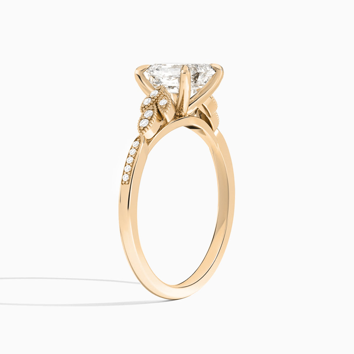 Emerald Aspen Lab Grown Diamond Engagement Ring In 14K Rose Gold, Angle View