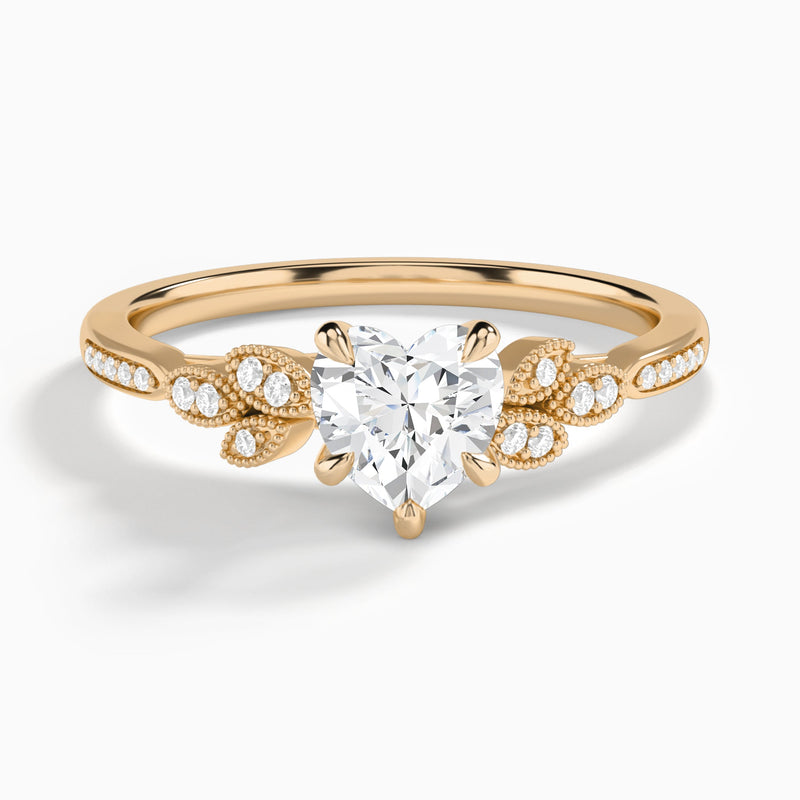 Heart Aspen Lab Grown Diamond Engagement Ring In 14K Rose Gold - Lucenjuri