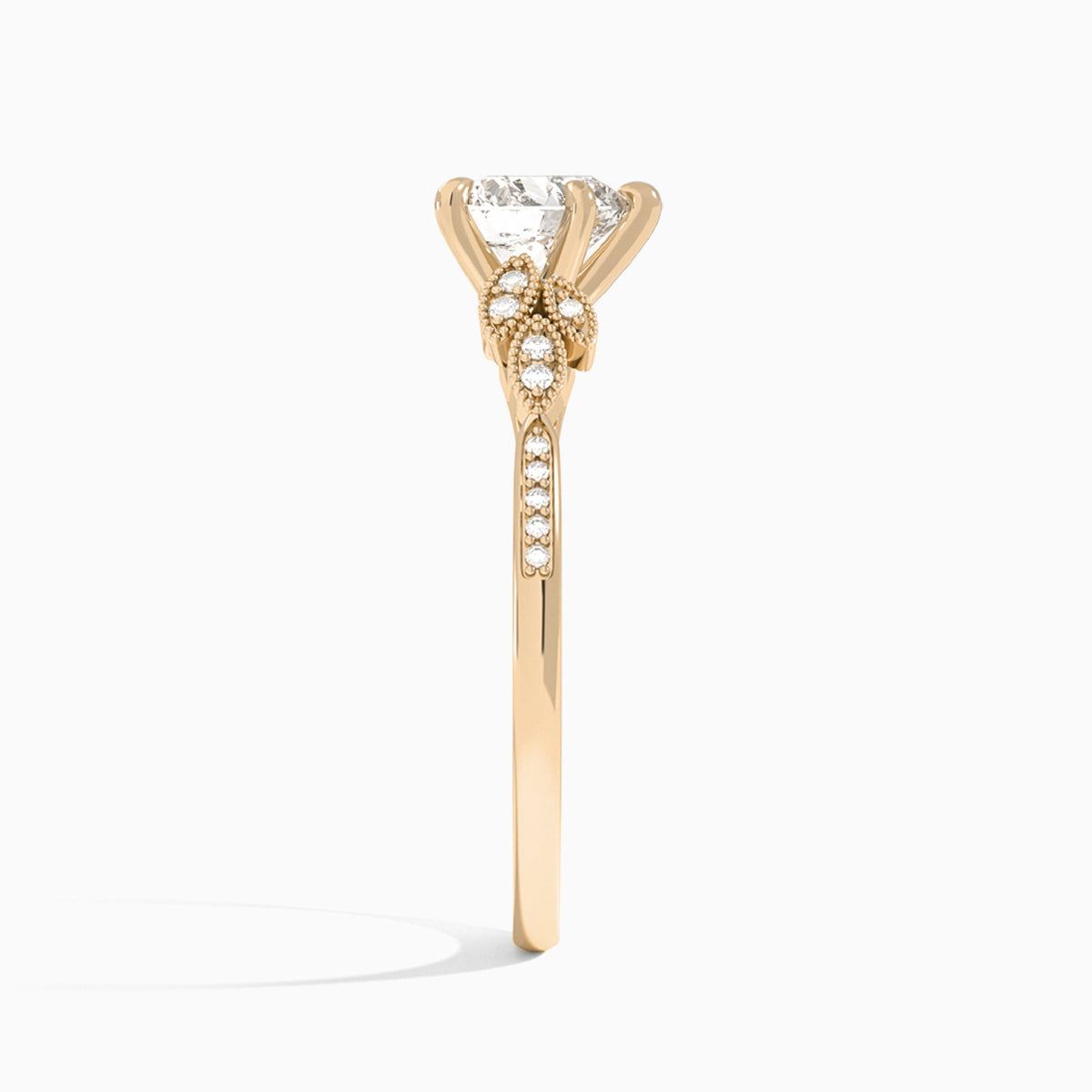 Heart Aspen Lab Grown Diamond Engagement Ring In 14K Rose Gold, Side View