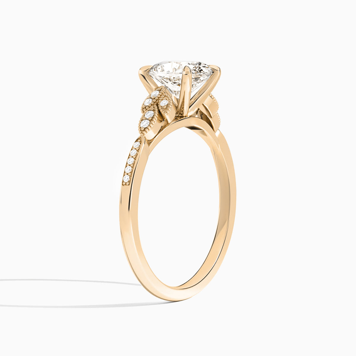 Oval Aspen Lab Grown Diamond Engagement Ring In 14K Rose Gold, Angle View